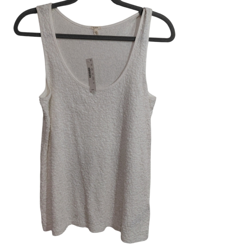 J. Crew White Textured Scoop Neck Tank